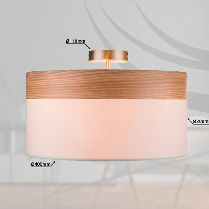 GLOBO Retrofit Deckenlampe CHIPSY 40 cm beige /Holzdekor