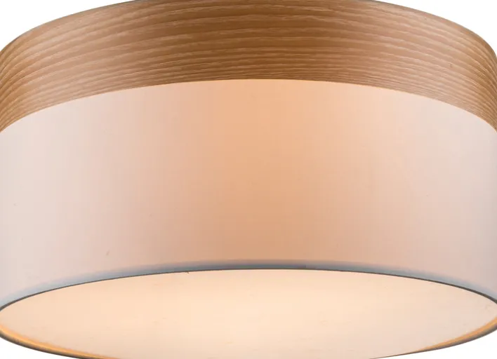 GLOBO Retrofit Deckenlampe CHIPSY 40 cm beige /Holzdekor