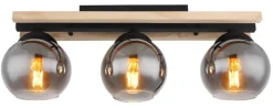 GLOBO Retrofit Deckenlampe CONNI 60 cm Holz /grau