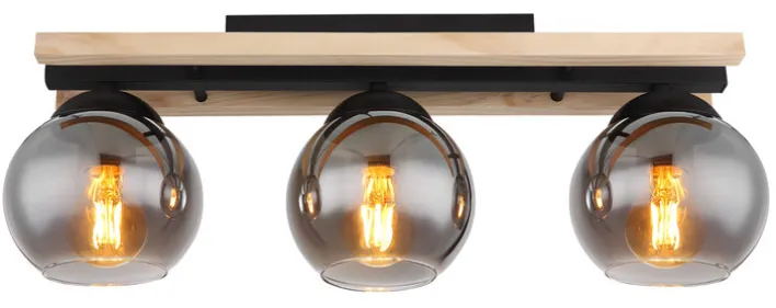 GLOBO Retrofit Deckenlampe CONNI 60 cm Holz /grau