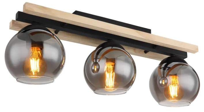 GLOBO Retrofit Deckenlampe CONNI 60 cm Holz /grau