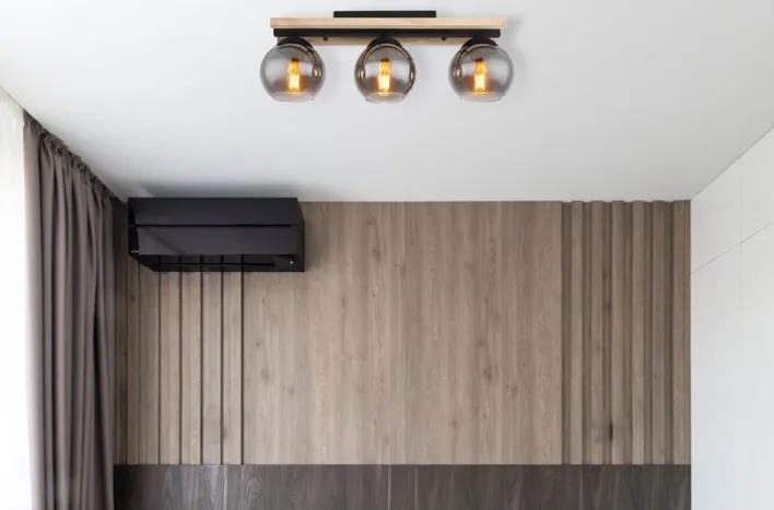 GLOBO Retrofit Deckenlampe CONNI 60 cm Holz /grau