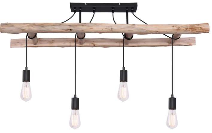 GLOBO Retrofit Deckenlampe IRMGARD 115 cm schwarz /Holz