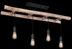 GLOBO Retrofit Deckenlampe IRMGARD 115 cm schwarz /Holz