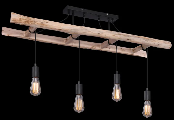 GLOBO Retrofit Deckenlampe IRMGARD 115 cm schwarz /Holz