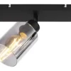 GLOBO Retrofit Deckenlampe HADERA 3 Spots schwarz /Rauchglas