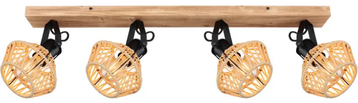 GLOBO Retrofit Deckenlampe mit 4 Spots VALLI 80 cm schwarz /Hanf beige