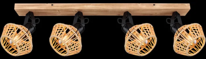 GLOBO Retrofit Deckenlampe mit 4 Spots VALLI 80 cm schwarz /Hanf beige