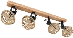 GLOBO Retrofit Deckenlampe mit 4 Spots VALLI 80 cm schwarz /Hanf beige