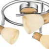 GLOBO Retrofit Deckenlampe 3 Spots Ø 25 GYLFI Nickel mit hellem Holz