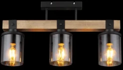 GLOBO Retrofit Deckenlampe LILA 52 cm Holz /rauchfarbig