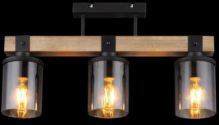 GLOBO Retrofit Deckenlampe LILA 52 cm Holz /rauchfarbig