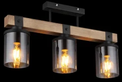 GLOBO Retrofit Deckenlampe LILA 52 cm Holz /rauchfarbig