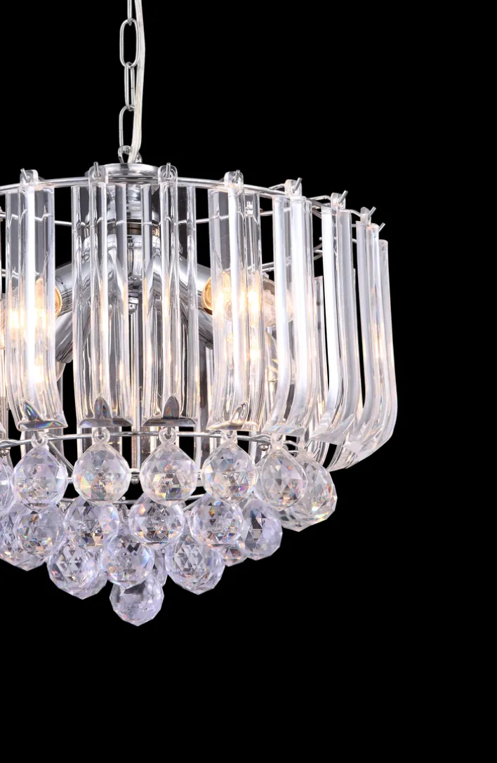 GLOBO Retrofit Kronleuchter MINNESOTA 35 cm chromfarbig /Acrylglas