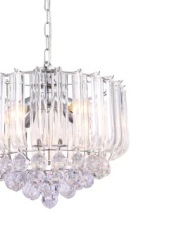 GLOBO Retrofit Kronleuchter MINNESOTA 35 cm chromfarbig /Acrylglas