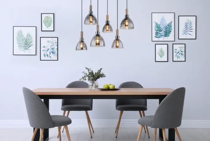 GLOBO Retrofit LED Balkenpendel MATTEA 6-flg schwarz /Holzdekor