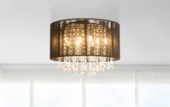 GLOBO Retrofit LED Deckenlampe BAGANA 8-flg chromfarbig /Seide