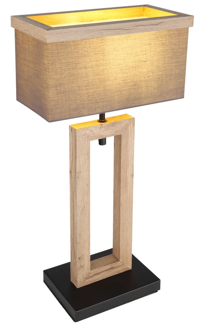 GLOBO Retrofit LED Tischlampe OSSI 55 cm grau /Holzoptik