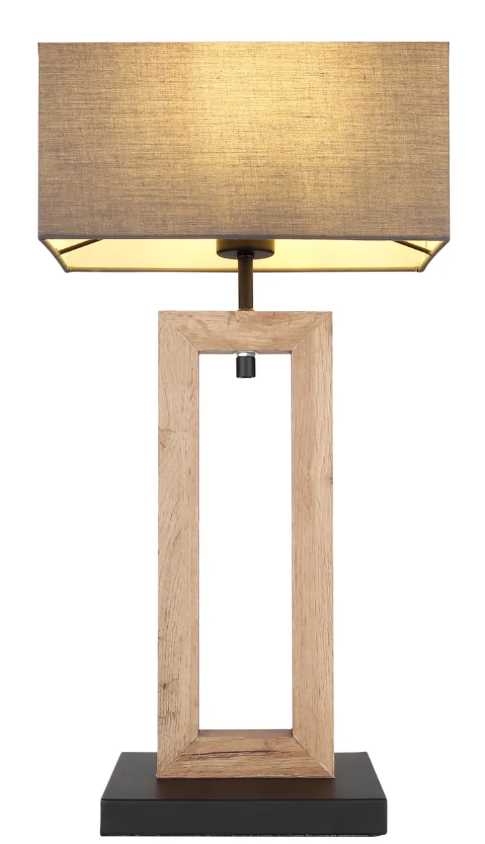 GLOBO Retrofit LED Tischlampe OSSI 55 cm grau /Holzoptik