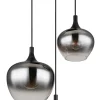 GLOBO Retrofit Pendelleuchte MAXY 3-flg schwarz /Rauchglas