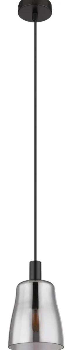GLOBO Retrofit Pendelleuchte GARRI 15 cm schwarz /rauchfarbig