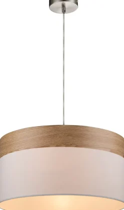 GLOBO Retrofit Pendelleuchte CHIPSY 40 cm beige /Holzdekor