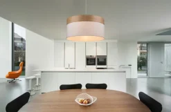 GLOBO Retrofit Pendelleuchte CHIPSY 40 cm beige /Holzdekor