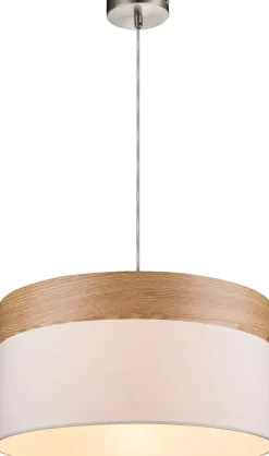 GLOBO Retrofit Pendelleuchte CHIPSY 40 cm beige /Holzdekor