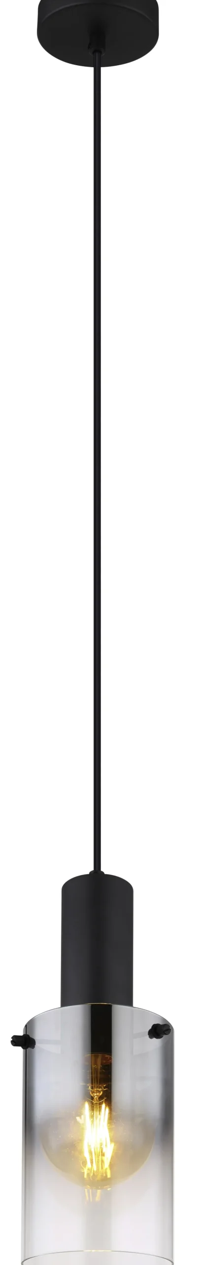 GLOBO Retrofit Pendelleuchte FLORENTINA 1-flg schwarz /Rauchglas