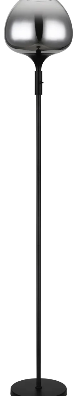 GLOBO Retrofit Stehlampe MAXY 165 cm schwarz /Rauchglas