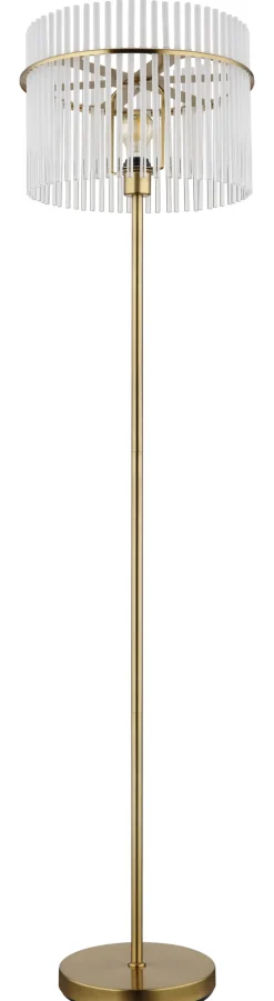 GLOBO Retrofit Stehlampe GORLEY 152 cm goldfarbig /opal