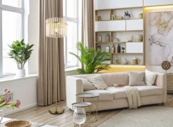 GLOBO Retrofit Stehlampe GORLEY 152 cm goldfarbig /opal