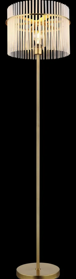 GLOBO Retrofit Stehlampe GORLEY 152 cm goldfarbig /opal