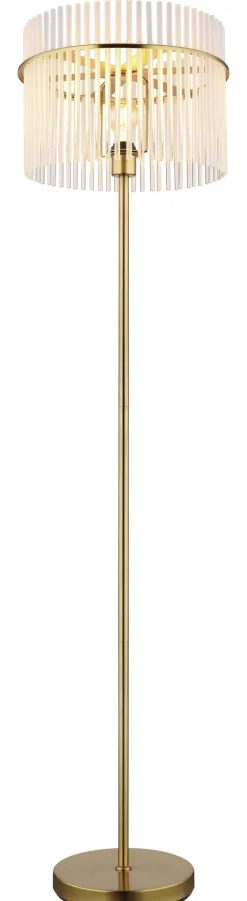 GLOBO Retrofit Stehlampe GORLEY 152 cm goldfarbig /opal
