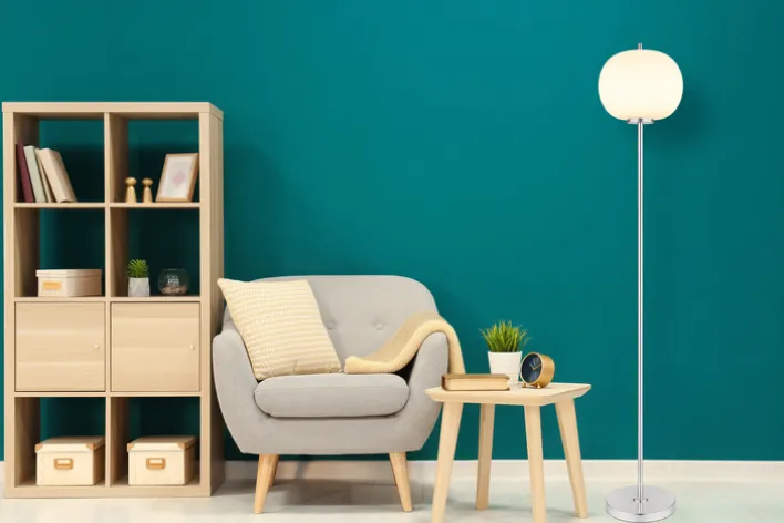 GLOBO Retrofit Stehlampe BLACKY 160 cm nickelfarbig /opalweiß