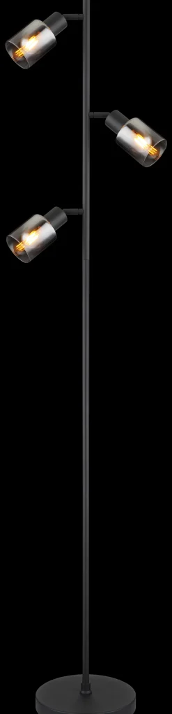 GLOBO Retrofit Stehleuchte HUBERTUS schwarz /rauch