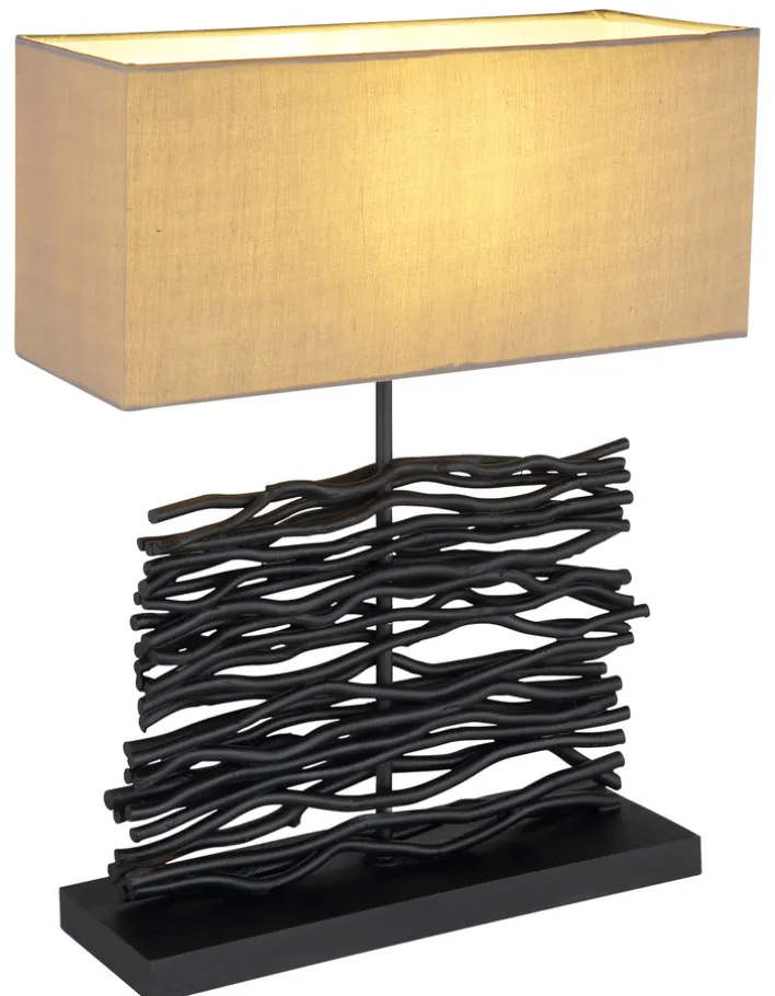 GLOBO Retrofit Tischlampe JAMIE schwarz /grau