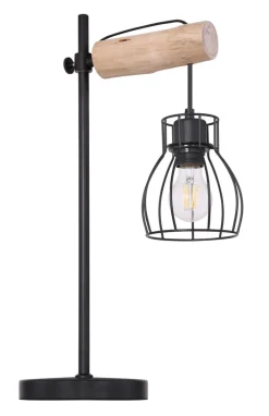 GLOBO Retrofit Tischlampe MINA schwarz/naturfarbig