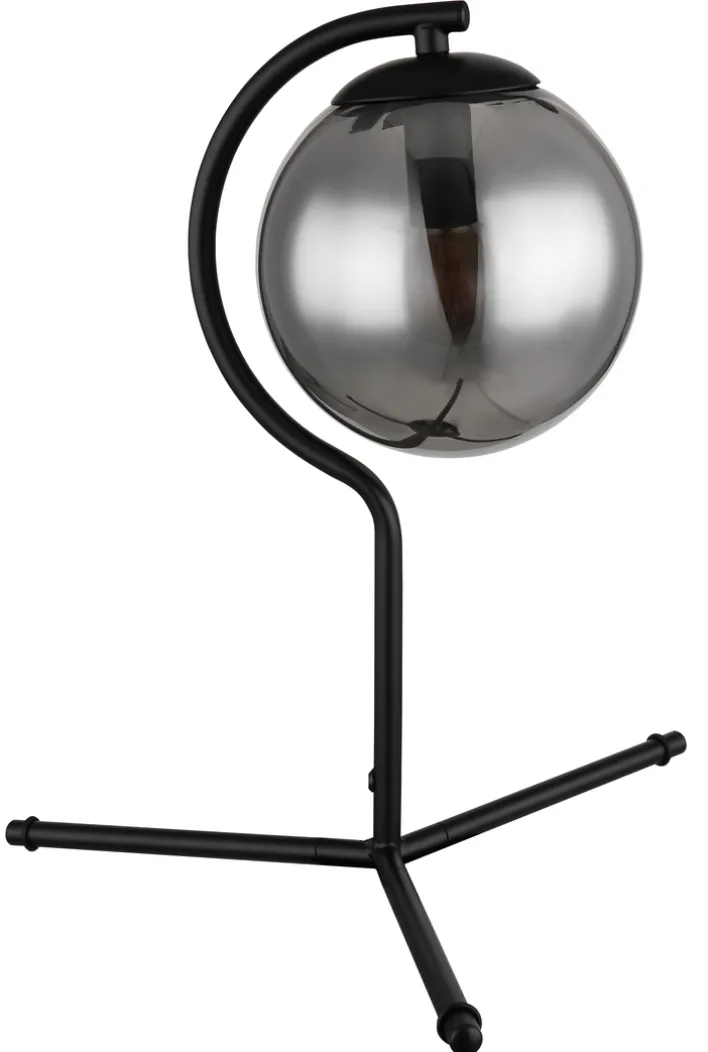 GLOBO Retrofit Tischlampe PORRY schwarz /rauchfarbig