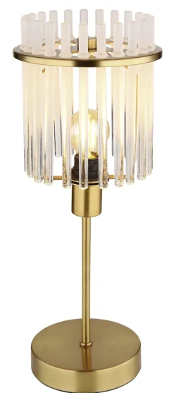 GLOBO Retrofit Tischlampe GORLEY 37 cm goldfarbig /opal