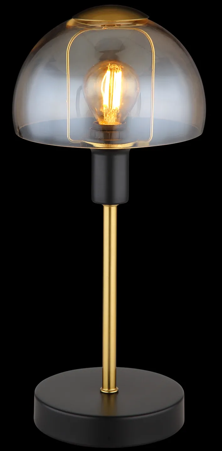 GLOBO Retrofit Tischlampe KOKKINI schwarz-goldfarbig /amber