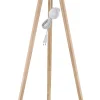 Globo Retrofit Tripod Stehlampe STABILO, Holznachbildung/Textil, Höhe 150 cm Braun/Weiß