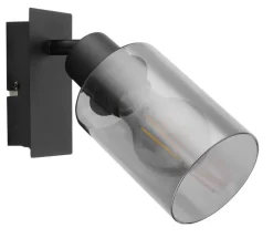GLOBO Retrofit Wandleuchte HADERA 1 Spot schwarz /Rauchglas
