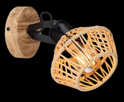 GLOBO Retrofit Wandleuchte mit 1 Spot VALLI schwarz /Hanf beige