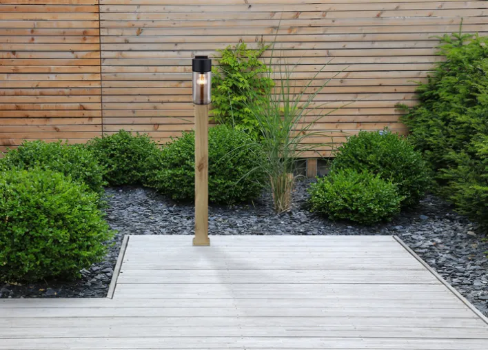 GLOBO Retrofit Wegeleuchte ETSI 100 cm Holzoptik