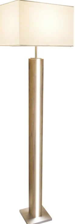 GLOBO Stehlampe FOREST, Holznachbildung/Textil/Metall, 150 x 40 x 27 cm Braun/Beige/Silberfarbig