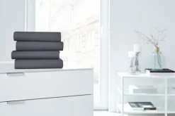 HAHN Jersey-Boxspring-Spannbettlaken 180-200 x 200-220 cm grau/schwarz