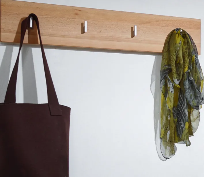 Hakenleiste VICENZA 80 x 17 cm Kernbuche massiv natur geölt