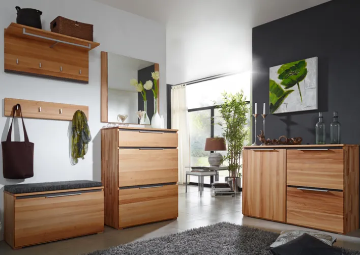 Hakenleiste VICENZA 80 x 17 cm Kernbuche massiv natur geölt