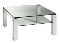 HAUKE HENDRIKS Couchtisch 90 x 70 cm Klarglas/ Titansilber